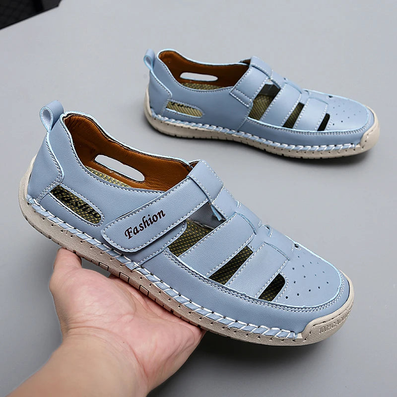 Summer Men Sandals Leather Mens Casual Shoes Outdoor Beach Roman Zpaxo 5588 38