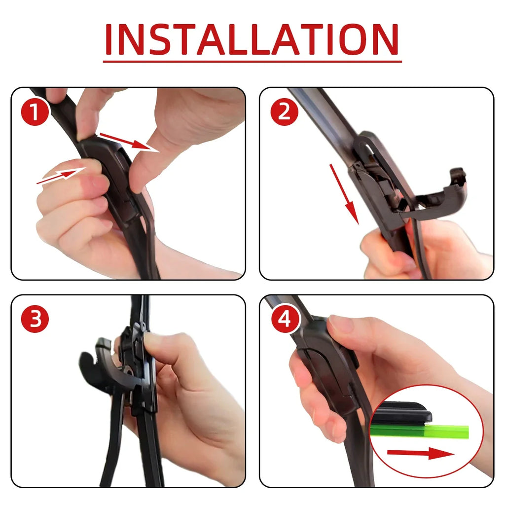Universal Frameless Wiper Blades Soft Rubber Hook Mount Car Zpaxo