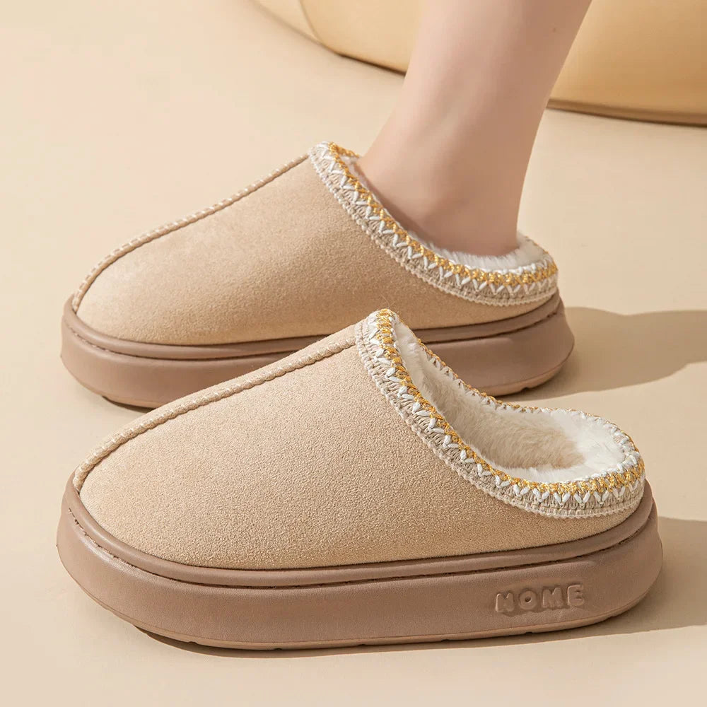 Thick-soled Fluffy Slippers Women's Fashionable Plush Winter Shoes