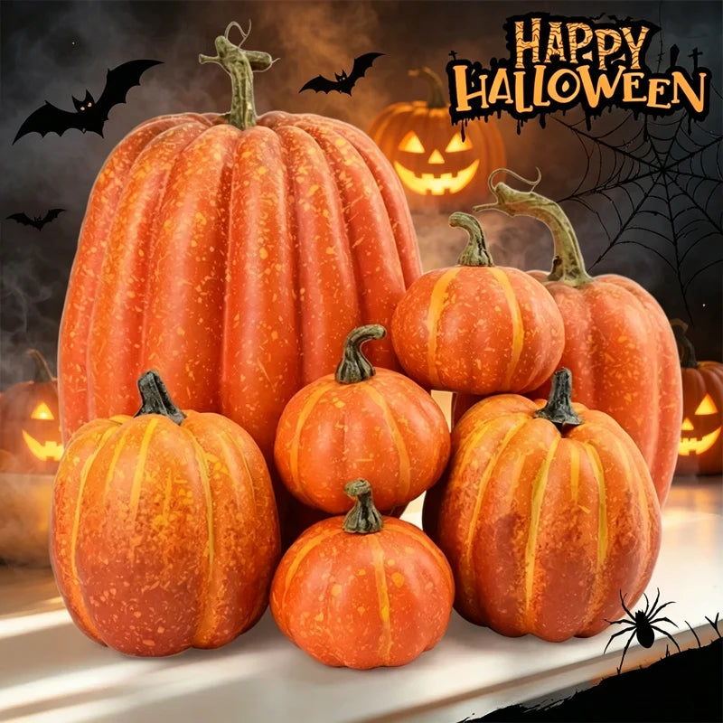 7-Piece Artificial White Yellow Pumpkin Fall Halloween Home Decor