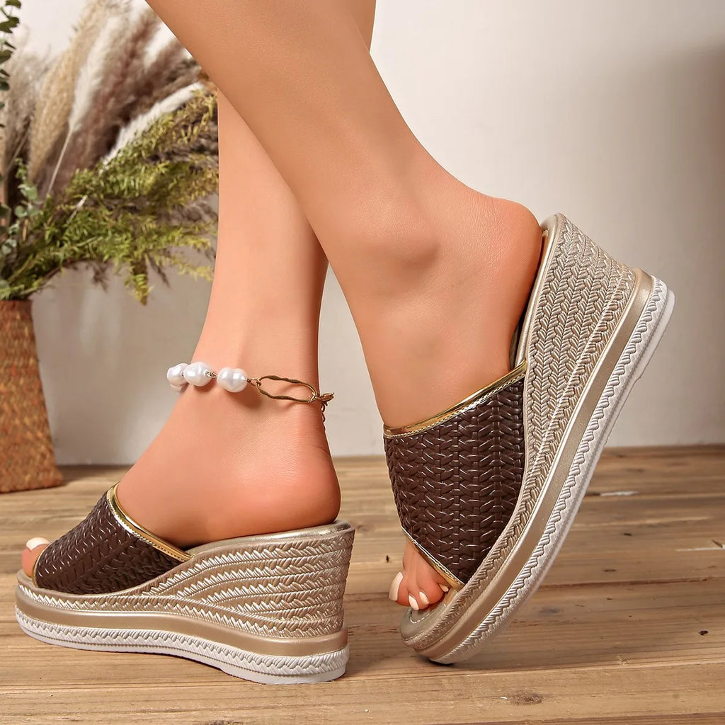 Women Wedges Sandals Casual Slippers Solid Color Simple Summer Fashion Shoes Women Comfortable Platform Sandals Zapatos De Mujer Zpaxo