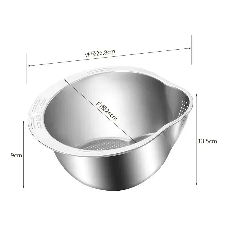 Stainless Steel 304 Rice Washer Strainer Bowl & Colander Kitchen Colander Strainer Zpaxo