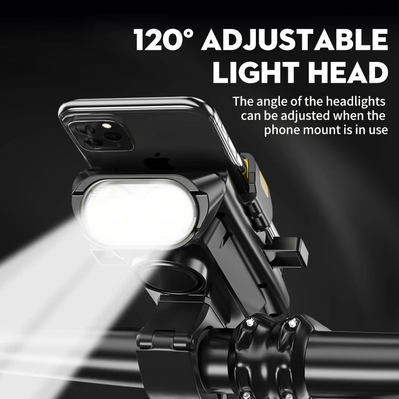 4 in 1 Bike Headlight Bicycle Light Power Bank Flashlight 500Lumen 3000mAh Handlebar USB Charging MTB Road Cycling Highlight Zpaxo