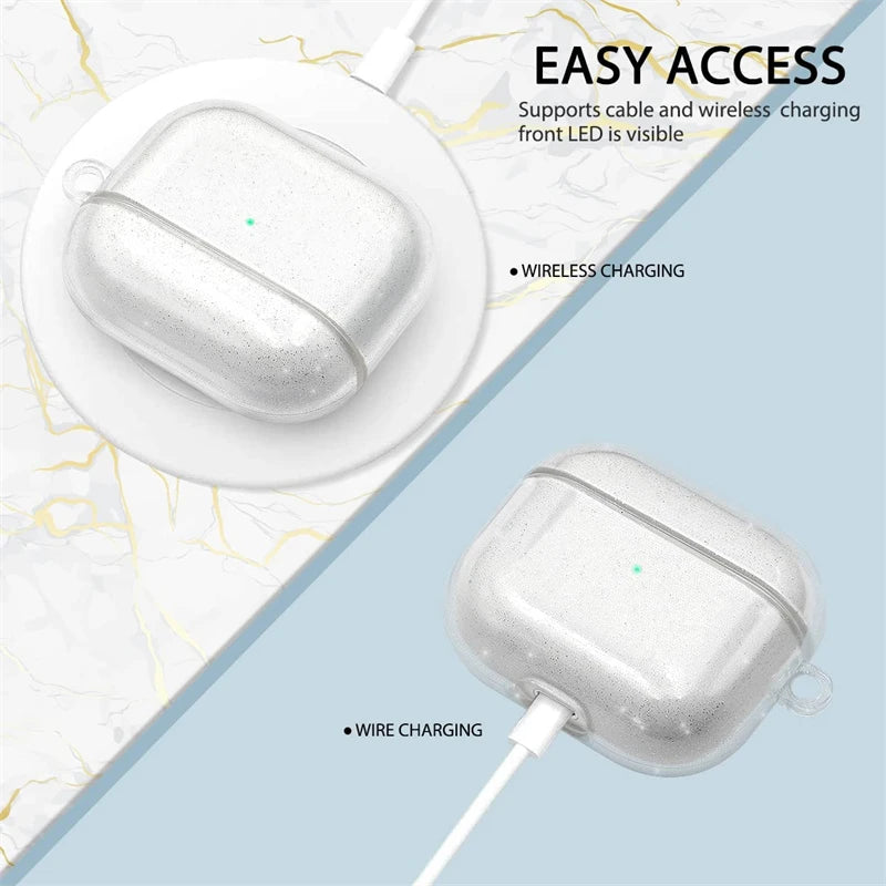 Transparent Earphones Case Airpods 1 2 Glitter Shiny Clear TPU Air