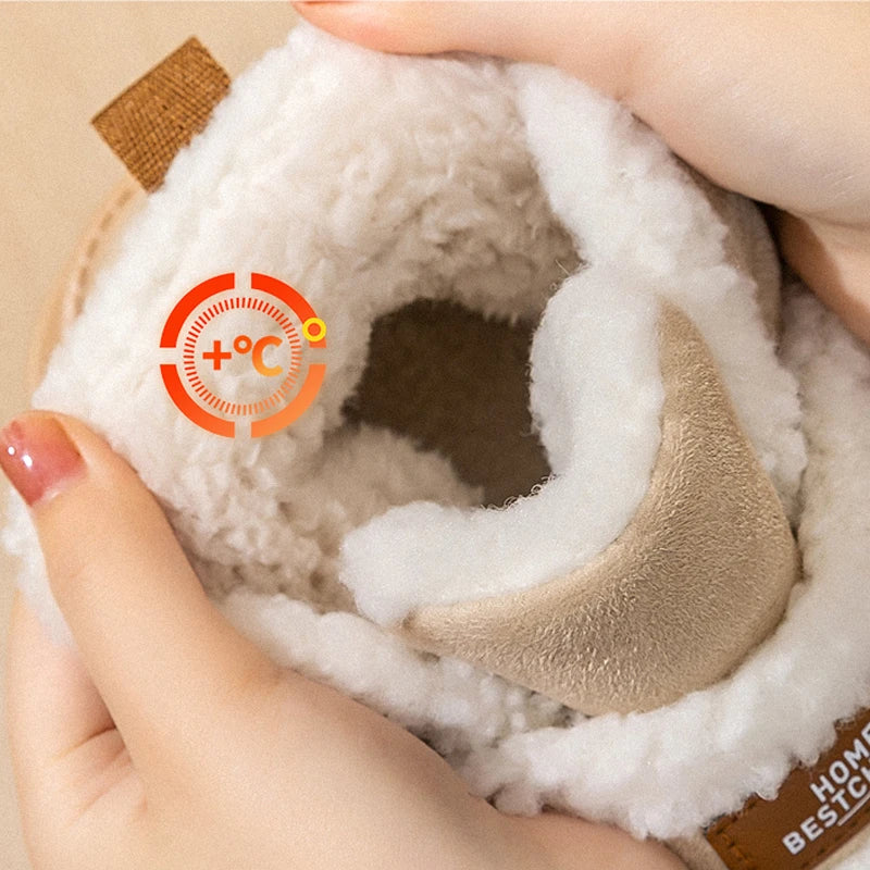 Thick Soled Snow Boots Women Fluffy Plush Faux Fur Soft Slippers
