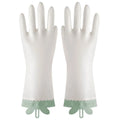 1Pair PVC Reusable Dishwashing Gloves,White Bunny Ear Lace Kitchen Gloves for Washing Dishes, 12in Long Cuff, Non-Slip Zpaxo green