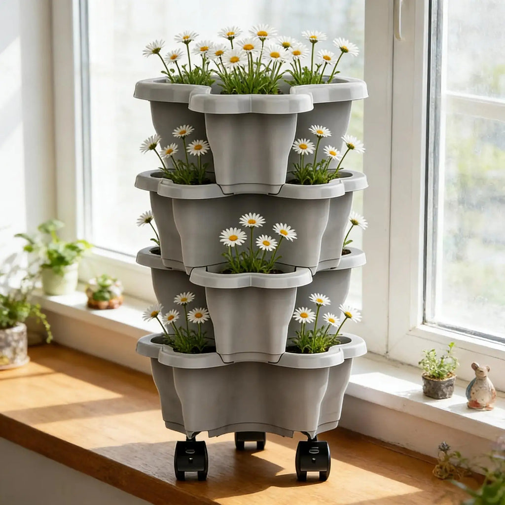 Stackable Strawberry Planter 4 5 Tier Vertical Garden Tower Vegetable