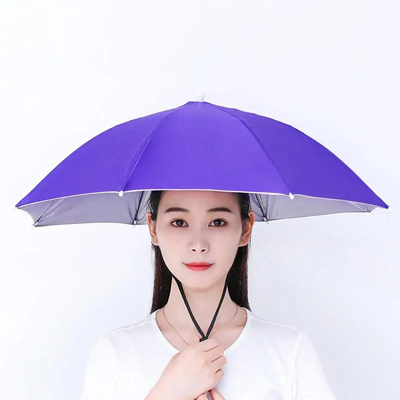▶1Pcs Head-mounted Umbrella Foldable Waterproof UV Protection Sun Rain Cap For Outdoor Fishing Camping Beach For Men Women Zpaxo A4