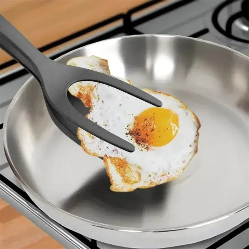 2-in-1 Egg Spatula Tongs Cooking Utensils Kitchen Accessories Pancake Cooking Machine Flip Pliers Nylon Clip Gadget Tools Zpaxo