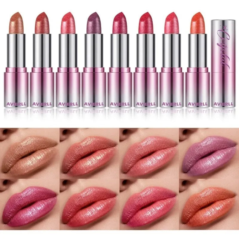 14 Colors Metallic Sparkle Lipstick Polarizing Glitter Shiny Lip Gloss Waterproof Long Lasting Gold Pearl Shine Sexy Lips Makeup Zpaxo