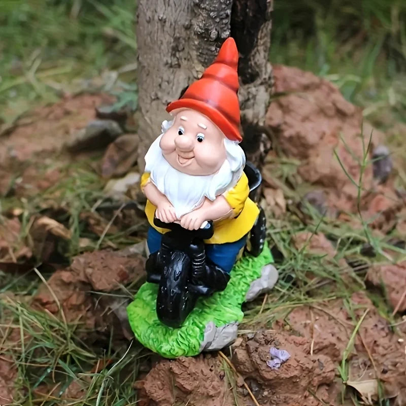Bicycle Gnome Flower Dwarf Patio Statue Garden Decorative Sculpture