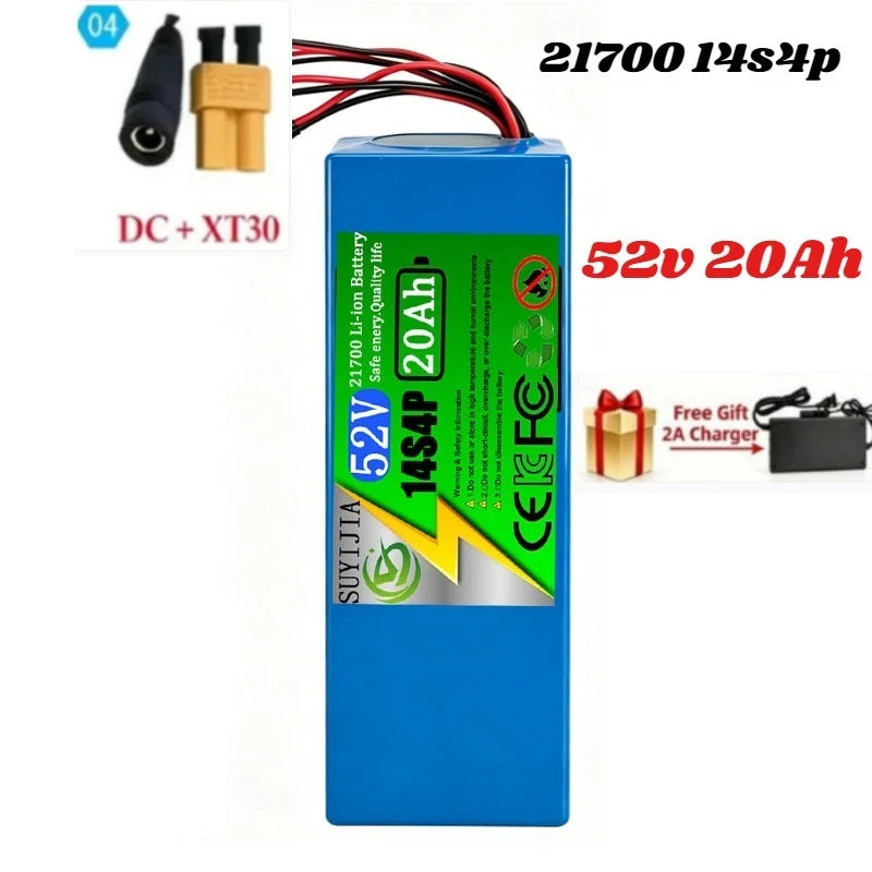 14S4P 52V 20Ah High-capacity21700 Lithium-ion Battery High-powerdual-port Fastcharging Suitable for Dual-drive Electric Scooters Zpaxo XT30 DC