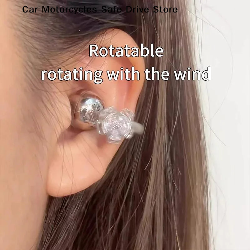 Elegant Earrings Ear Clip Earphone Rotating Cherry Blossoms Shining