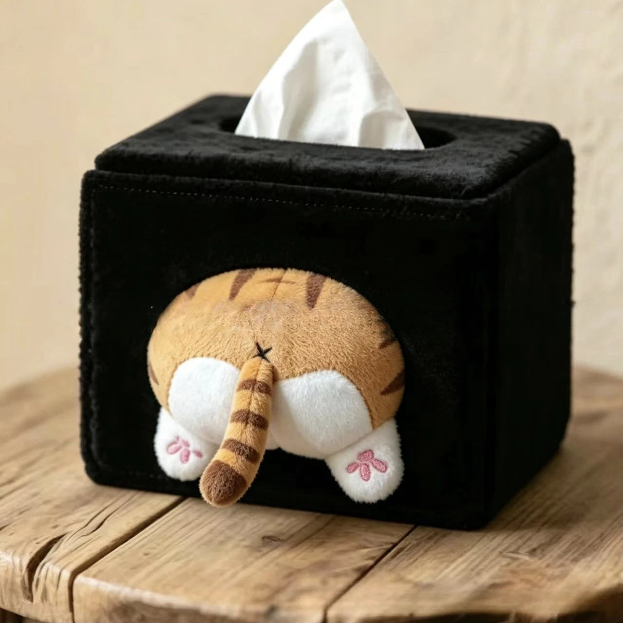 Cute and mischievous kitten tissue box napkin box creative plush niche doll box decoration and storage Zpaxo Little Tiger