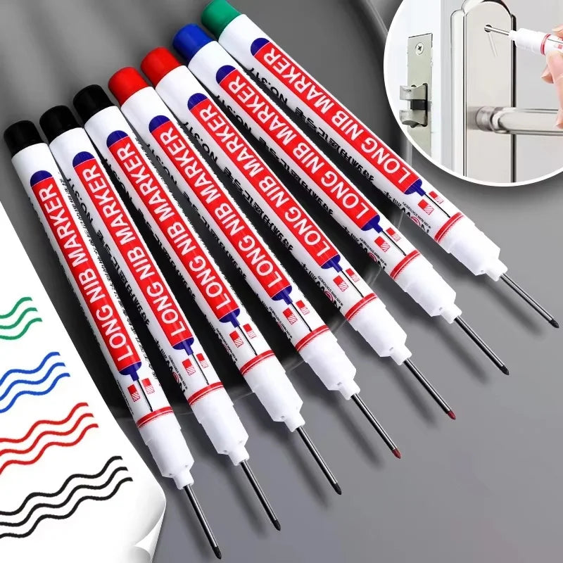 2cm Multi-Purpose Waterproof Long Head Markers Deep Hole Marker Pen For Metal Perforating Red/Black/Blue Ink Woodworking Tools Zpaxo