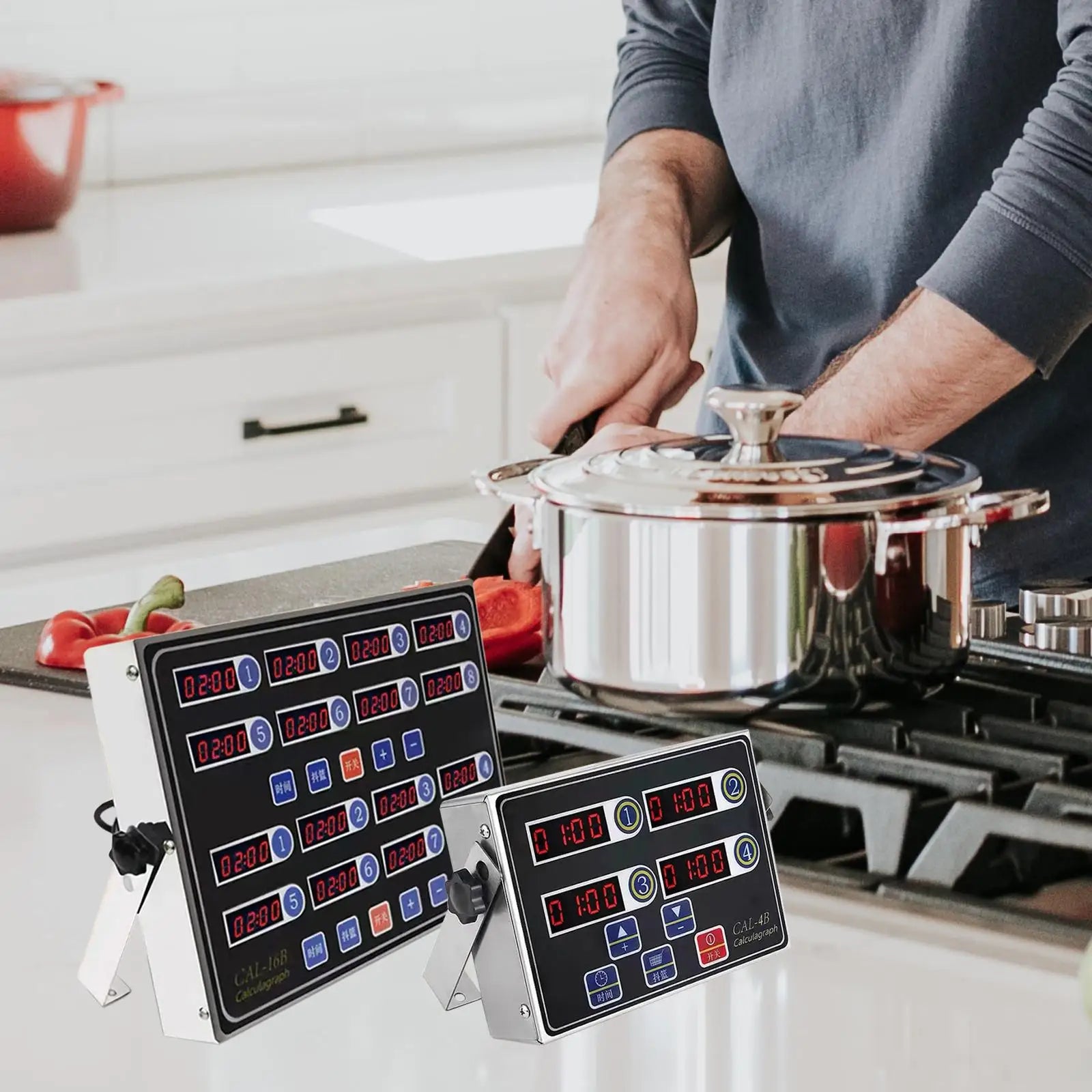 Digital Kitchen Timer, Multi Channels Reminder Clock, Restaurant timer, Commercial Kitchen Timer for Kitchen Home Zpaxo