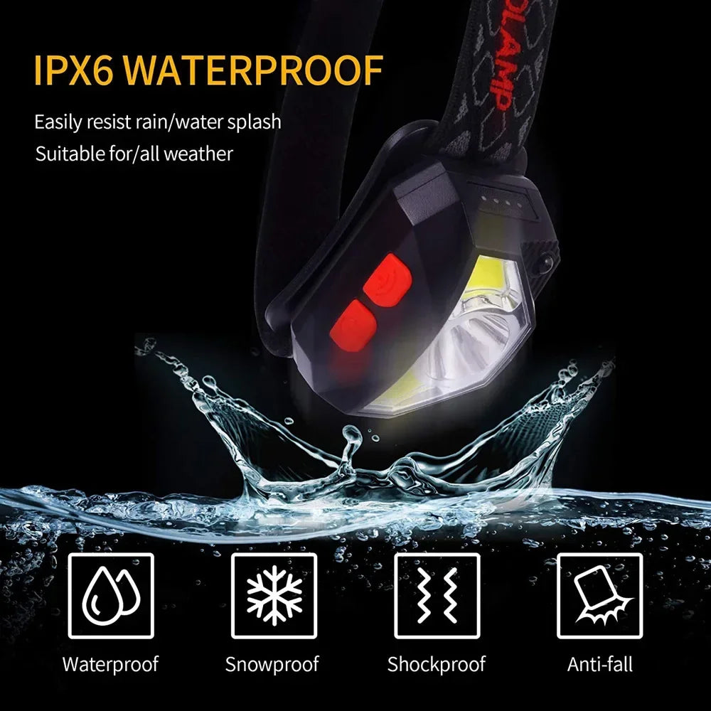 ESMARTER COB LED Headlamp – 6 Modes, Motion Sensor, IPX4