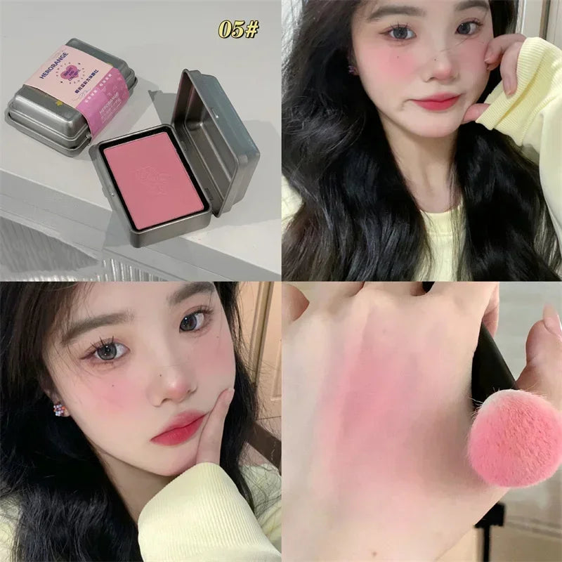 Iron Box Blusher Mineral Powder Long-lasting Natural Cheek Contour Tint Pink Facial Blusher Cosmetics Single Color Blush Palette Zpaxo 05