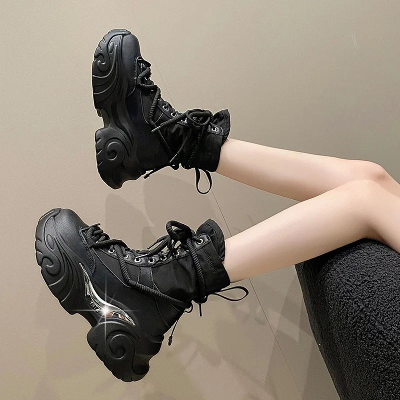 Women Ankle Boots Autumn Chunky Shoes Woman Platform Breathable Zpaxo