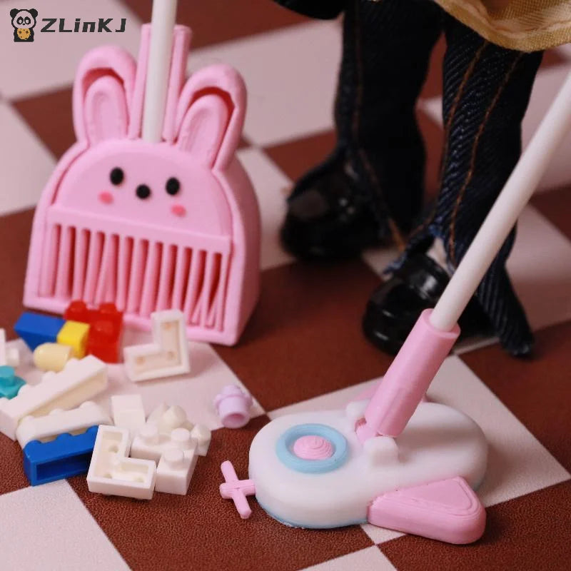 ▶1Pcs Miniature Dollhouse And Dustpan/ Aircraft Mop Simulation Model For Doll Accessories DIY Decoration Zpaxo