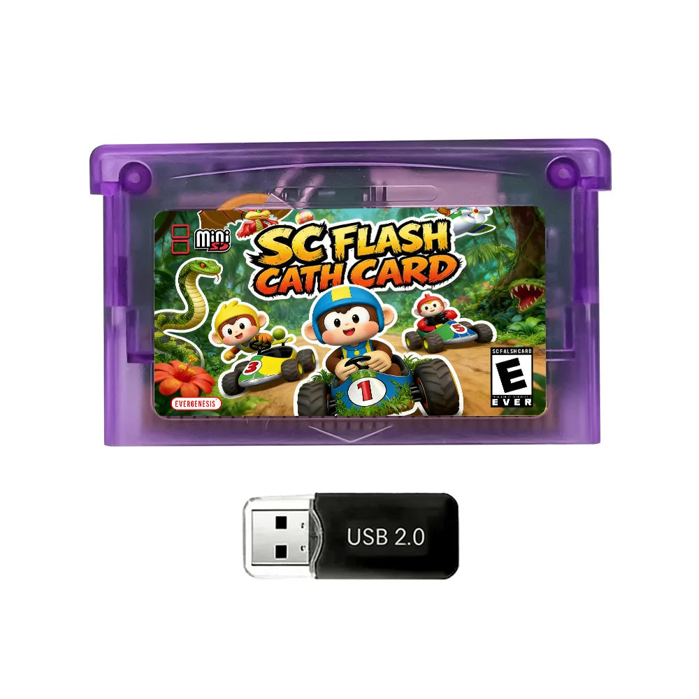 5000 in 1 Retro Games Cartridge New SCFW V2.0 GBA Flash Card with 8G TF Card RTC Flash for GBA/GBA SP/NDS Handheld Game Console Zpaxo Purple No 8G