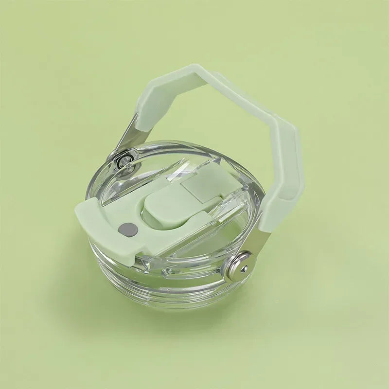 30oz Plastic Transparent Cup Lid with Handle Spill Proof Replaceble Tumbler Flip Straw Lid Sealing Bottle Cover for Stanley Hot Zpaxo light green