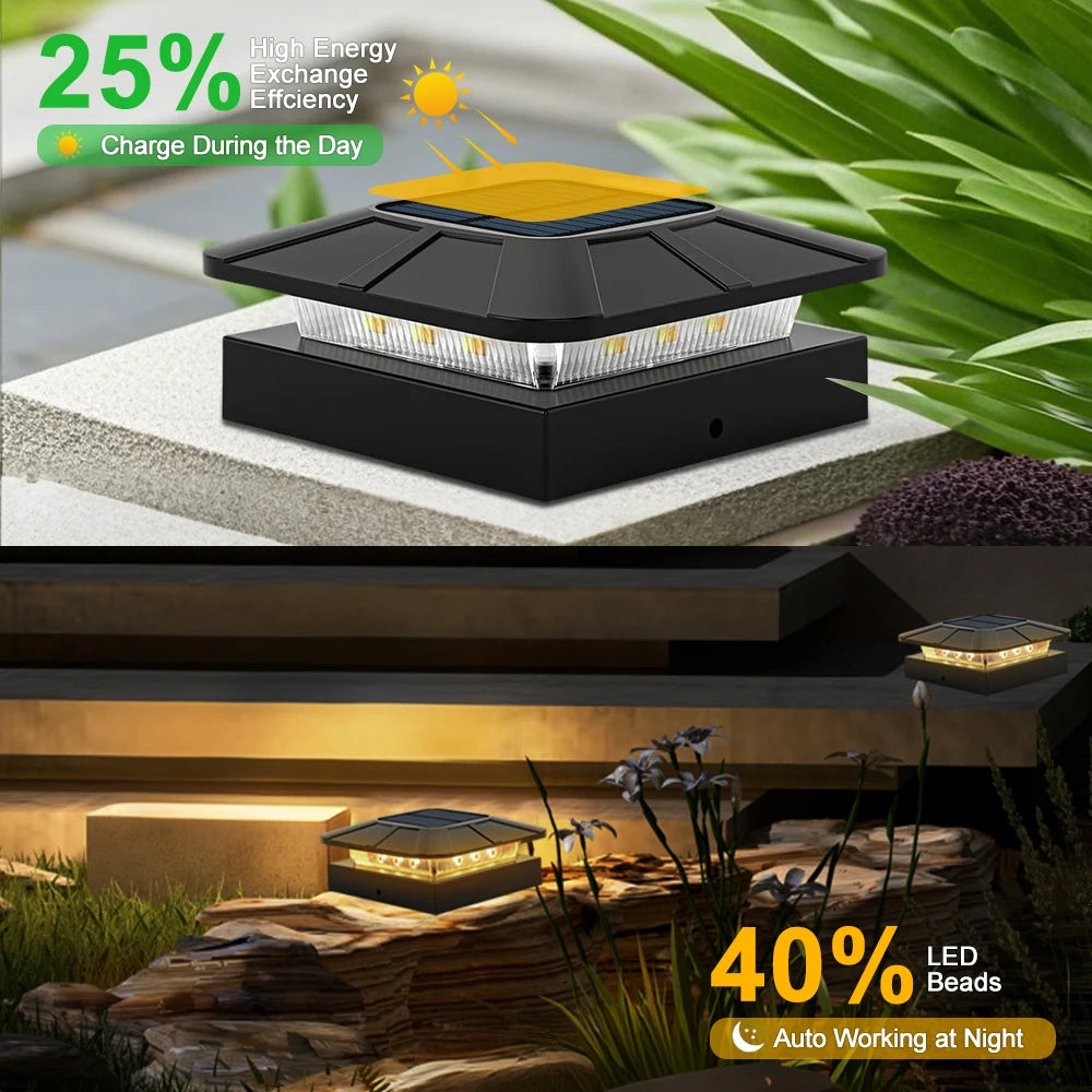 Solar Fench Post Cap Lights 3 Modes Lighting Deck Fence Post Lights Fit 4x4 Wood Vinyl Posts For Patio Porch Decorate Zpaxo
