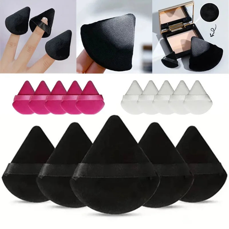 2- Black Triangle Powder Puff Loose Liquid Cosmetics Soft Plush