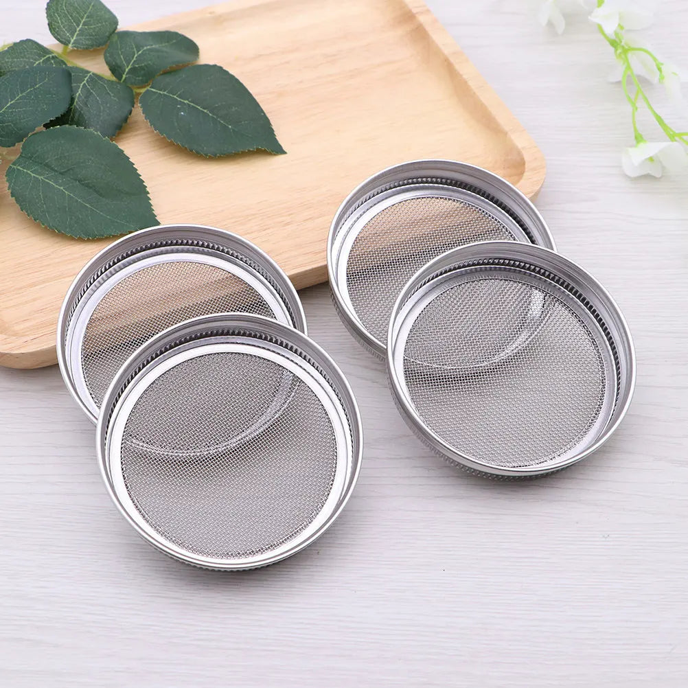 4Pcs Stainless Steel Sprouting Lids for Mason Jars Removable Mesh Screen Easy Clean 70Mm Round Mouth Covers for Organic Zpaxo