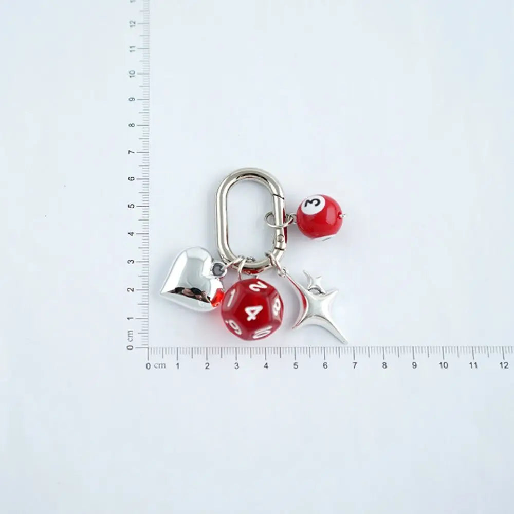 Fashion Billiard Pool Keychain Colorful Irregular Mini Billiards Keychains Ins Creative 12 Sides Cube Keyrings Zpaxo