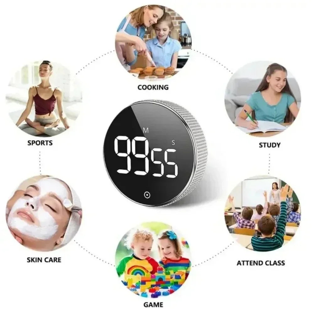 LED Digital Kitchen Timer – Magnetic Rotary Countdown Timer Kitchen Countdown Timer Zpaxo