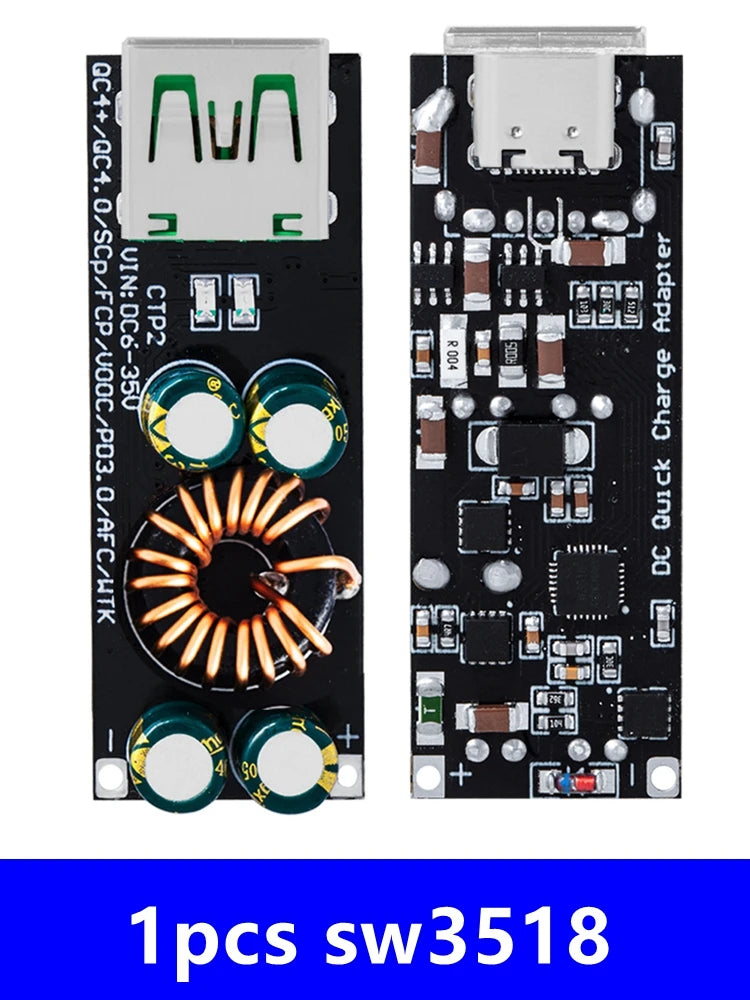 1 2 4 Way USB Type-C Mobile Phone Quick Charge Adapter 6-35V Step Down Buck Boost Module SW3518 For Huawei QC4.0 QC3.0 Zpaxo 1way SW3518