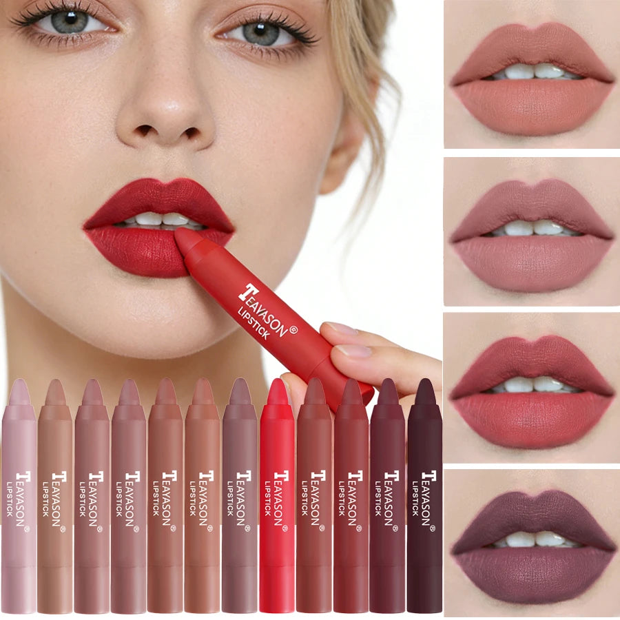 Matte lipstick for easy application, smudge-proof, daily moisturizing, lipstick, holiday gift, light makeup, lip pen, lipliner, Zpaxo