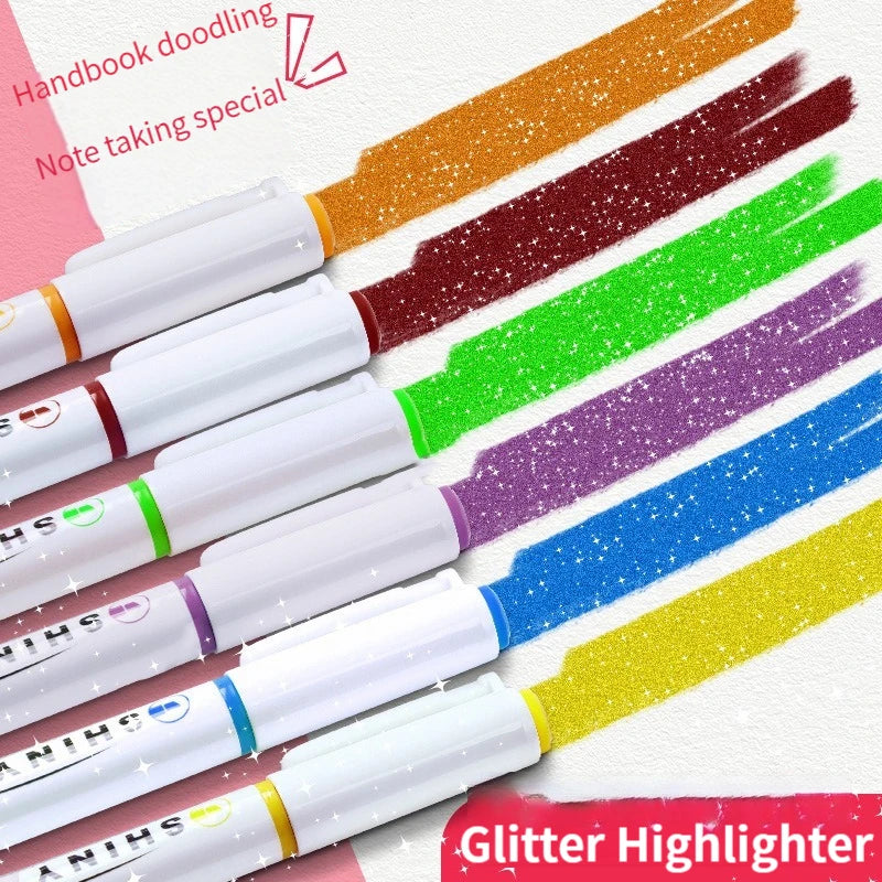 Glitter Shiny Pens Bling Sparkling Highlighter Marker Brush Drawing
