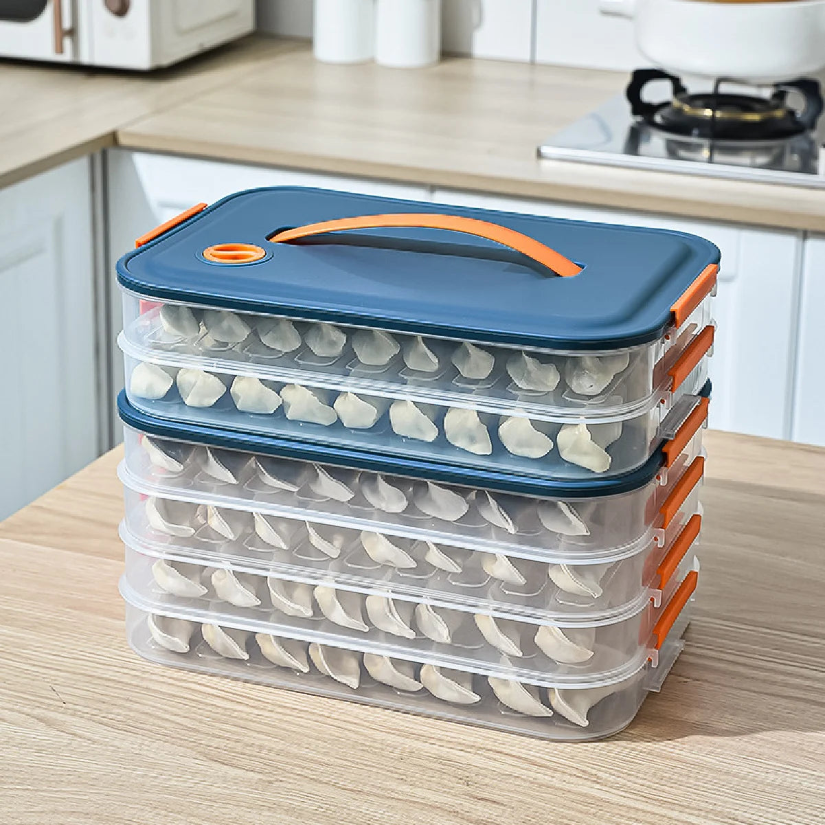 4 Layers Refrigerator Storage Box Dumpling Food Preservation and Quick Freezing Box Transparent Food Storage Container Zpaxo