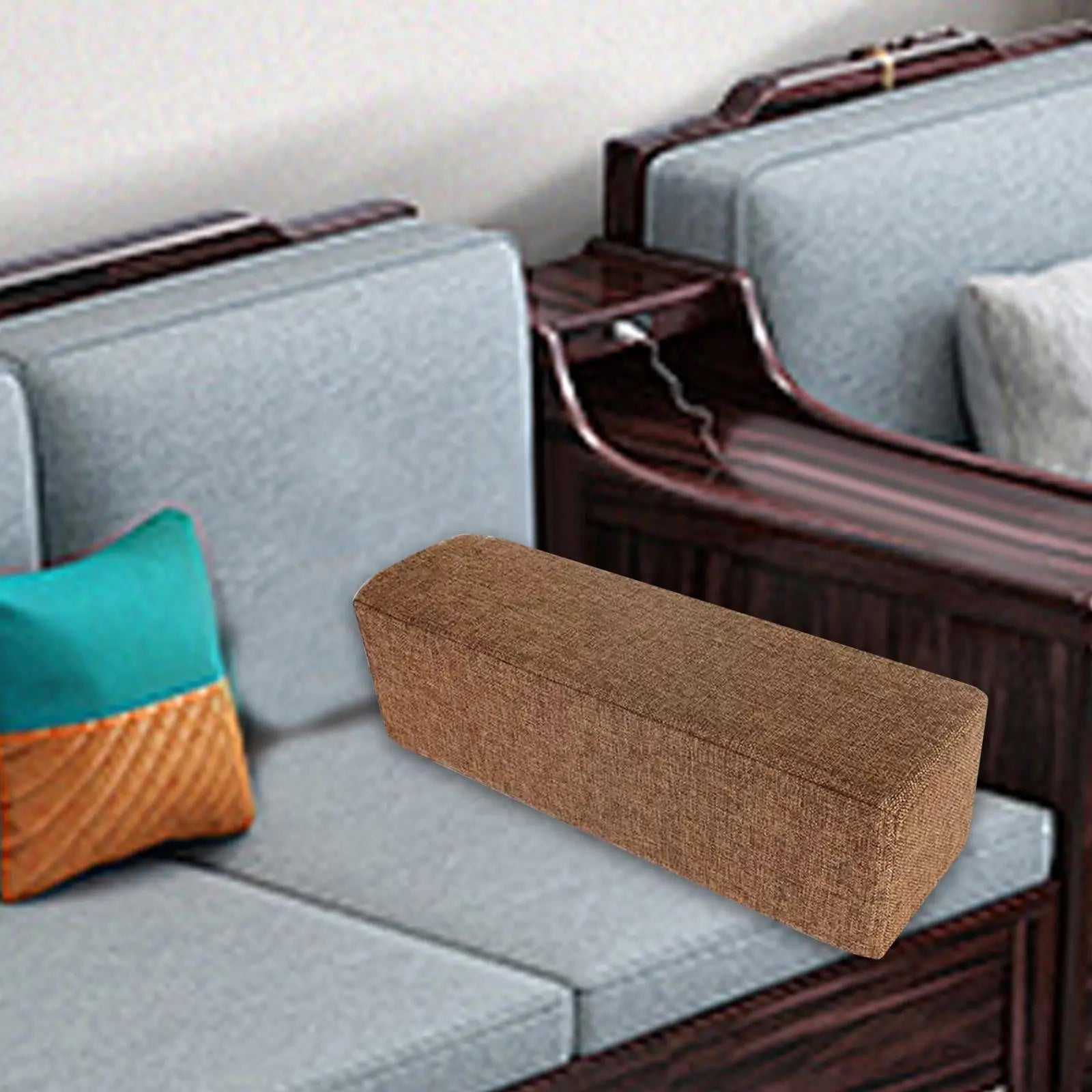 Couch Arm Rest Pillow High Density Foam Bolster with Removable Washable Pillowcase Armrest Cushion for Bedroom Car Home Working Zpaxo Coffee