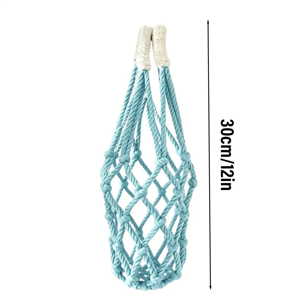 Handwoven Water Bottle Pouch Mesh Carrier Bag Reusable Holder Coffee Zpaxo Blue