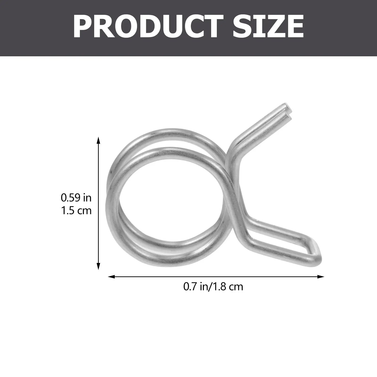 100Pcs Stainless Steel Clamp Strong Wear Resistant Hose Spring Clip for Garden Irrigation Water Pipe Air Fuel Vacuum Tube Zpaxo 1.8X1.5CM