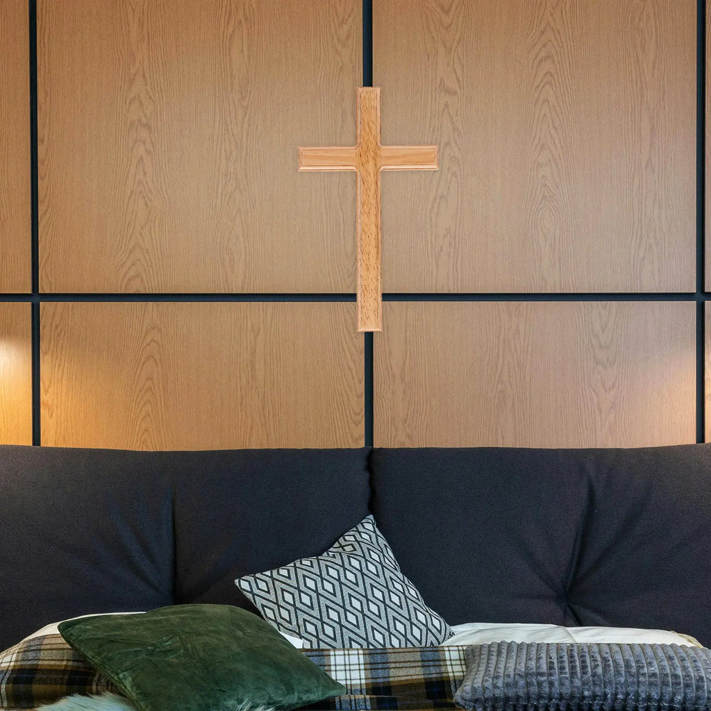 Wooden Wall Cross Decor Medium Round Edges Smooth Surface Safe