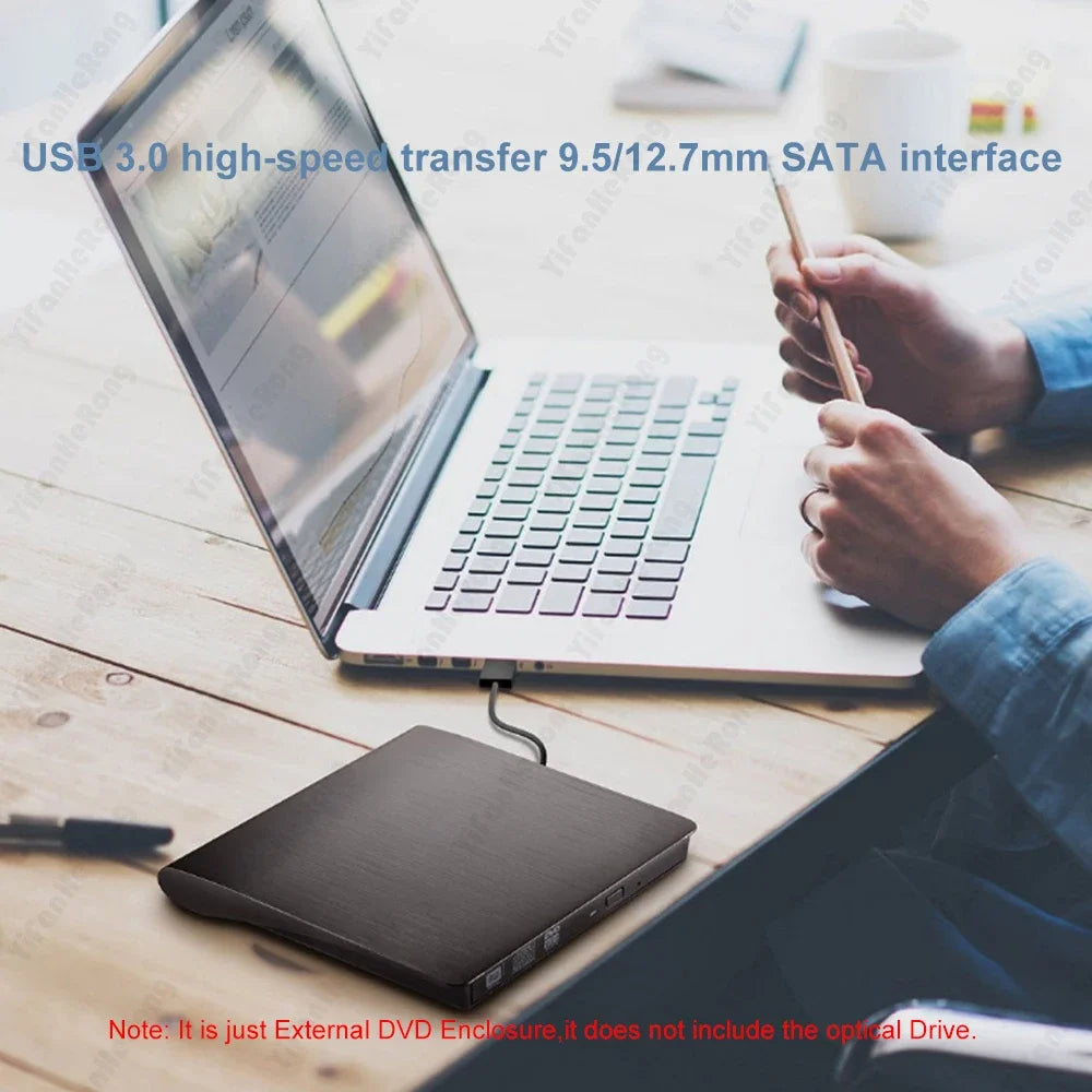 9.5mm/12.7mm USB 3.0 + Type-C Slim DVD External Enclosure USB To SSD Caddy External Mobile Enclosure for Laptop Notebook Zpaxo