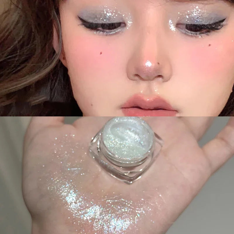 6 Colors Glitter Eyeshadow Gold Pink Eye Shadow Highlighter Silkworm Long Lasting Waterproof Shimmer Multicolor Liquid Eyeshadow Zpaxo