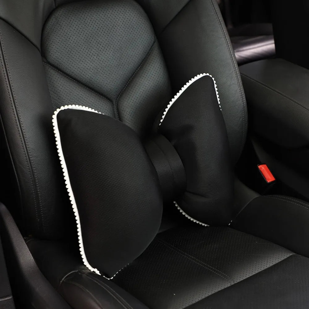 Bow Car Headrest Neck Pillow Pink Black Universal Breathable Zpaxo Style 2 Black