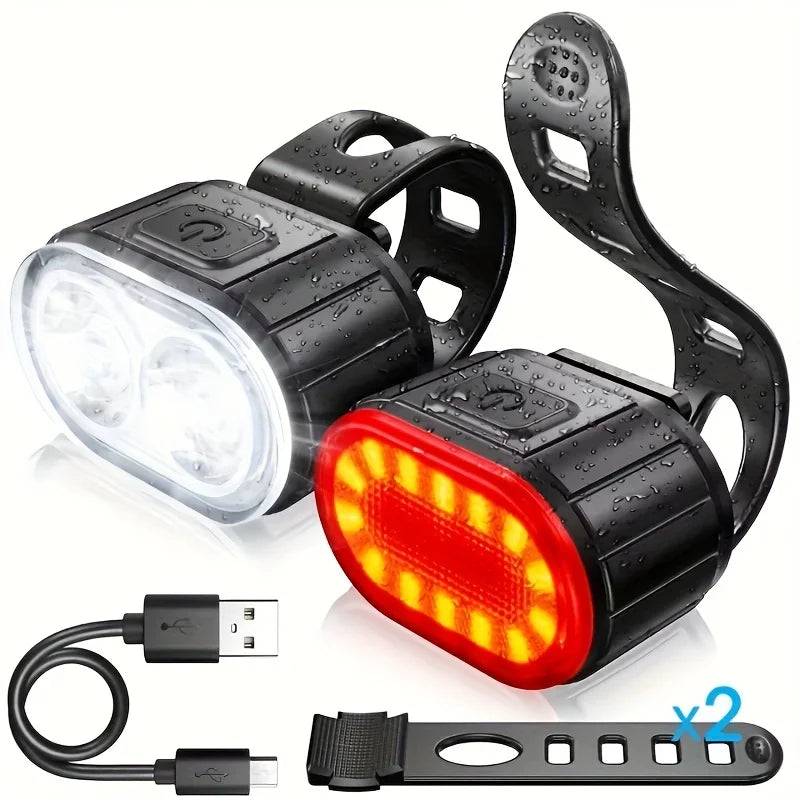 USB Rechargeable Bicycle Lights Bike Safety Warning Lamp Outdoor Zpaxo B