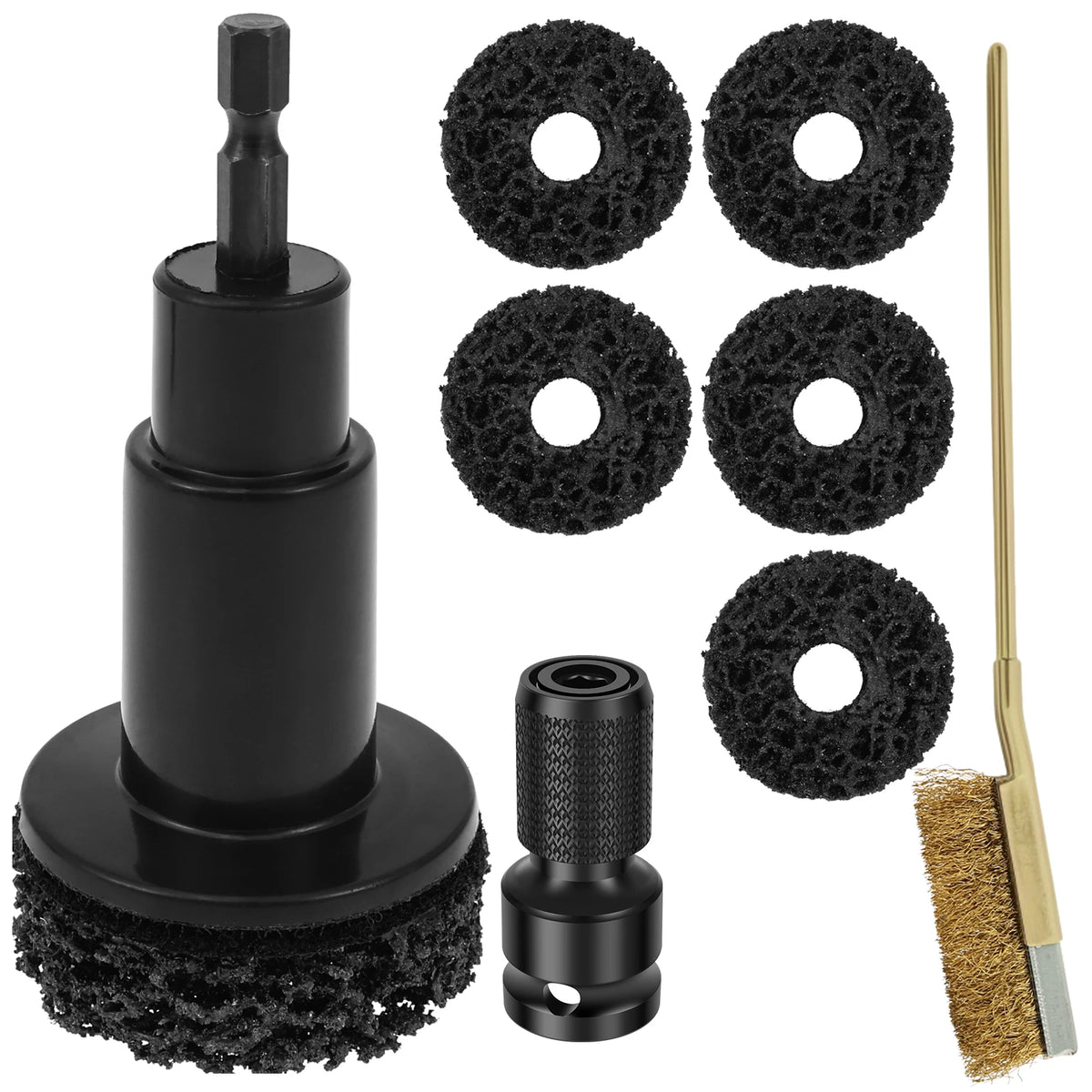 Wheel Hub Cleaning Kit Brake Disc Rust Remover Pad 1/2 Inch Impact Wrench Drill Attachment Car Rim Resurfacing Paint Stripping T Zpaxo SET B