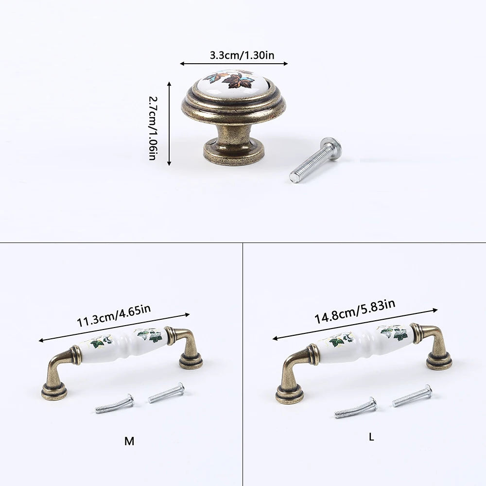 Vintage Ceramic Cabinet Handle Rural Drawer Handles Drawer Cabinet Pulls Zinc Alloy Kitchen Pull Knobs Zpaxo
