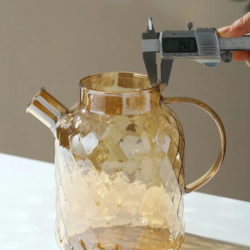 1/1.8L Glass Tea Kettle With Bamboo Lid And Removable Filter Spout Champagne Teapot For Loose Leaf Blooming Tea And Fruit Tea Zpaxo
