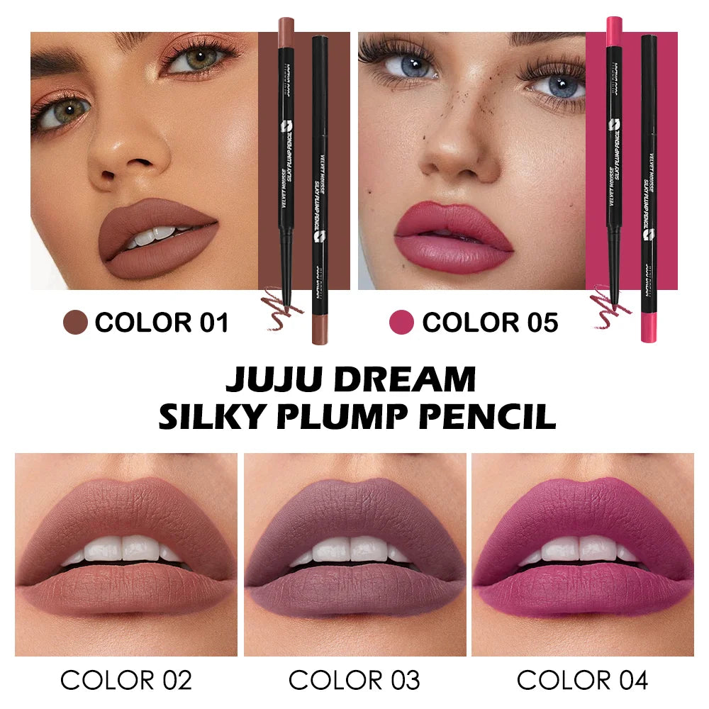Waterproof Matte Lipliner Pencil Red Contour Tint Lipstick Long Lasting Non-stick Cup Moisturising Lips Makeup 5 Colors Zpaxo