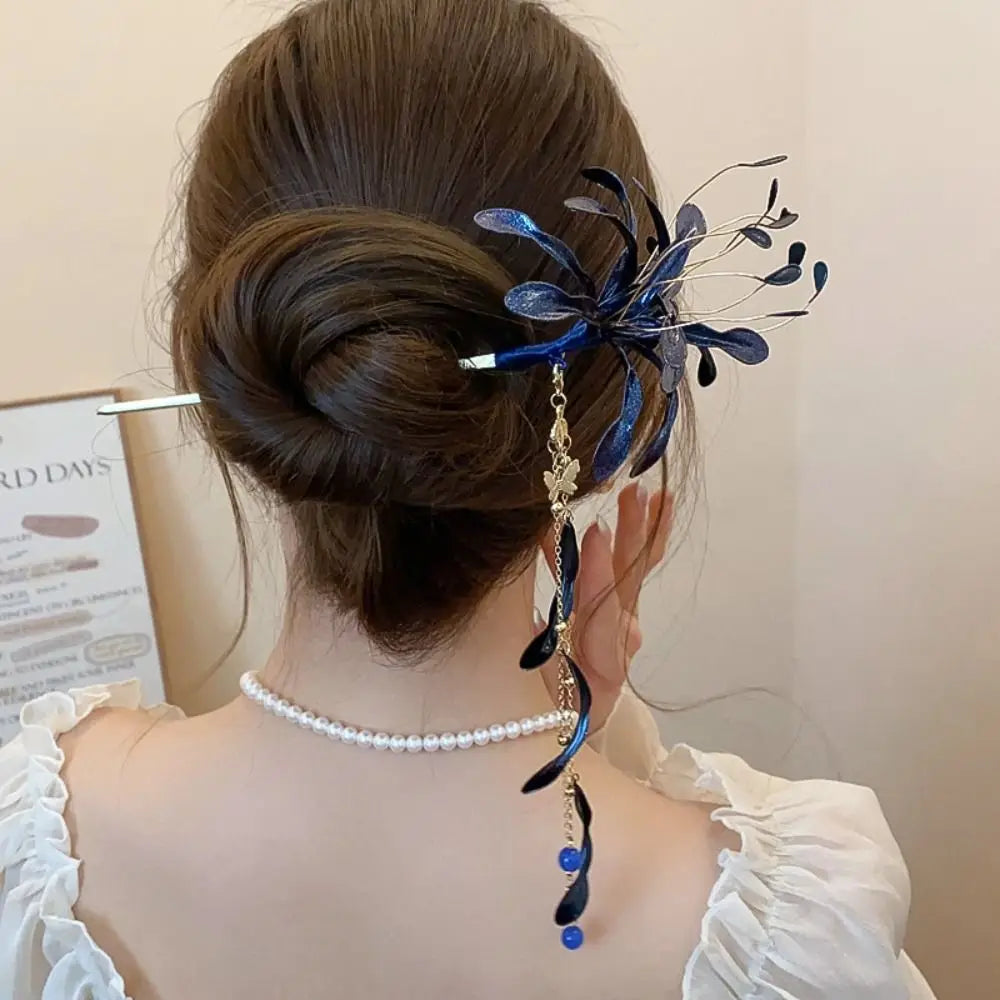 Chinese Spider Lily Flower Hair Sticks Wedding Vintage Dripping Oil Zpaxo