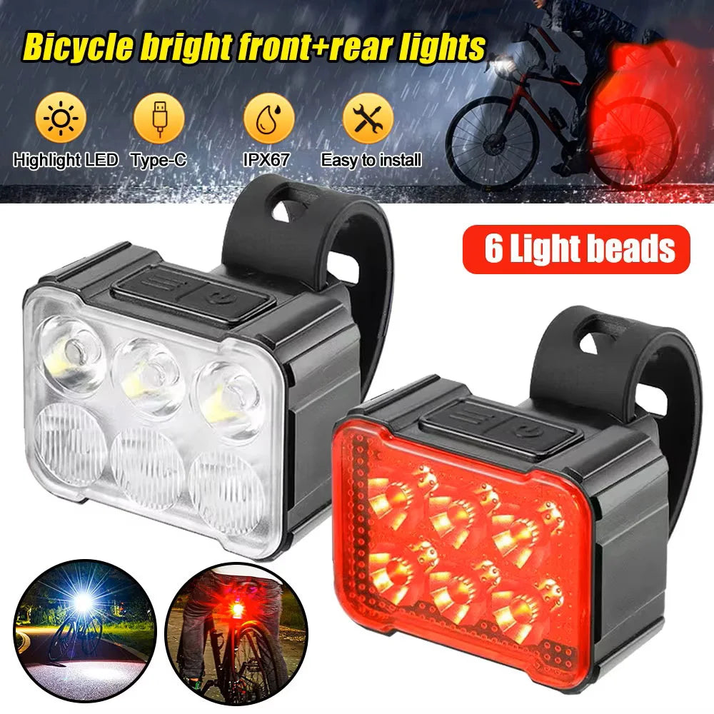 Bicycle Rear Lamp Night Ride Lamp Charging Strong Front Light Bicycle Headlight Taillight Mountain Bike Riding Bike Accessories Zpaxo