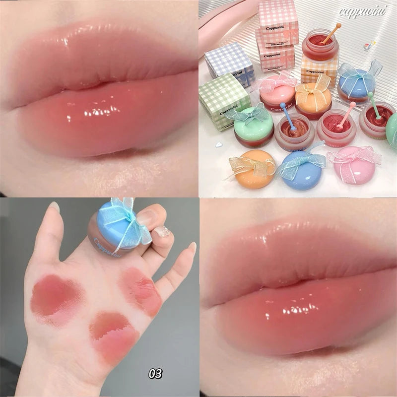 1pc Cute Little Milk Honey Lipgloss Moisturizing Mirror Water Lipgloss Sexy Red Lip Tint Lip Balm Lip Makeup Korean Cosmetics Zpaxo